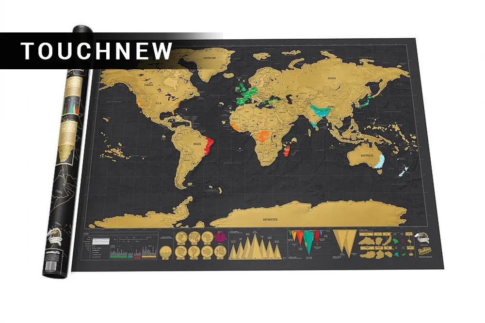 Deluxe Erase Black World Map Scratch off Personalized Travel for Room Home Decoration Wall Stickers | Канцтовары для офиса и