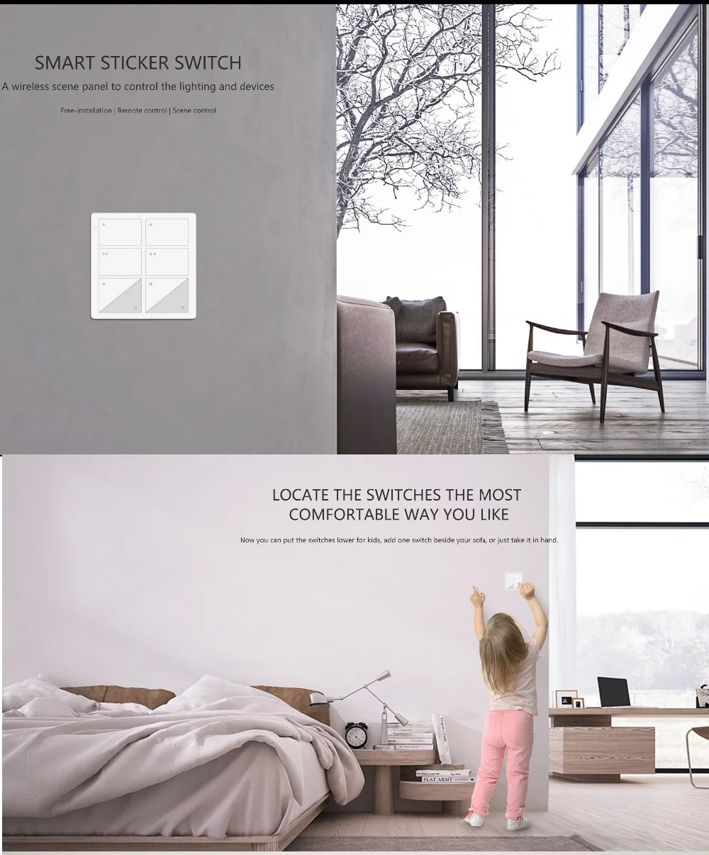 Orvibo SMART STICKER SWITCH-беспроводные переключатели управления ZigBee, поддерживаются приложение HomeMate