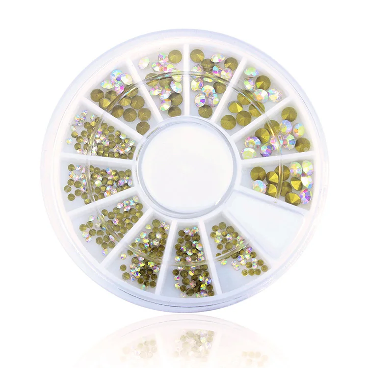 1 колесо, смешанные размеры, высшее качество, кристалл для дизайна ногтей AB, заостренная обратная сторона, блестящие стеклянные стразы, камни для ногтей/телефона/одежды
