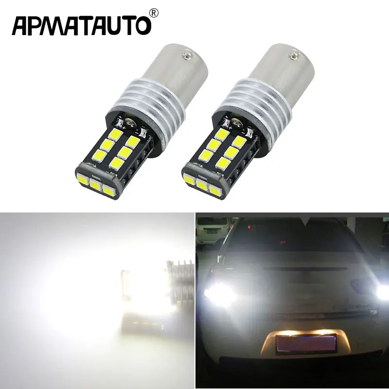 Apmatauto 2x светодиодные лампы для резервного копирования заднего света R5 1156 p21w ba15s с