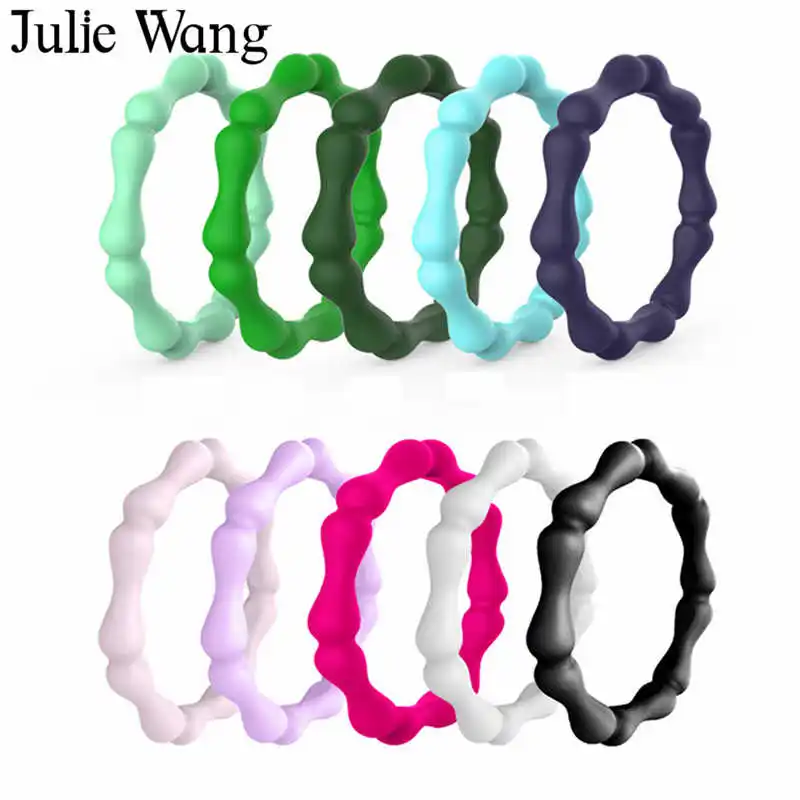 Julie Wang 10 шт. 3 мм женские силиконовые кольца наборы смешанных цветов Одежда на