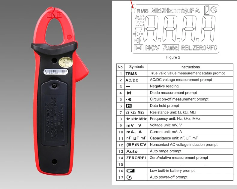 UNI-T UT210D Mini Digital Clamp Meter True RMS Resistance Capacitance Temperature Measure Auto Range AC/DC Voltage Multimeter