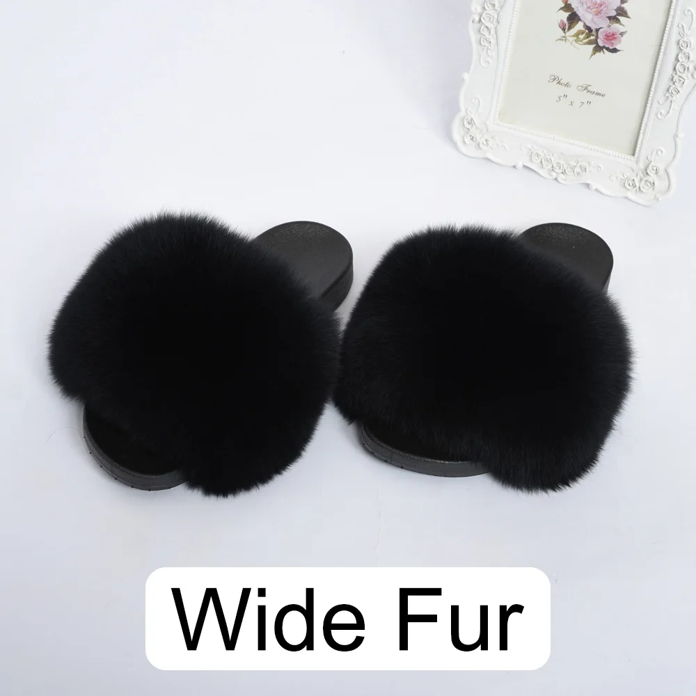 Black 14cm Новинка года; женские меховые шлепанцы наивысшего качества; меховые шлепанцы с натуральным лисьим мехом для дома; S6042 - Цвет: Black 14cm