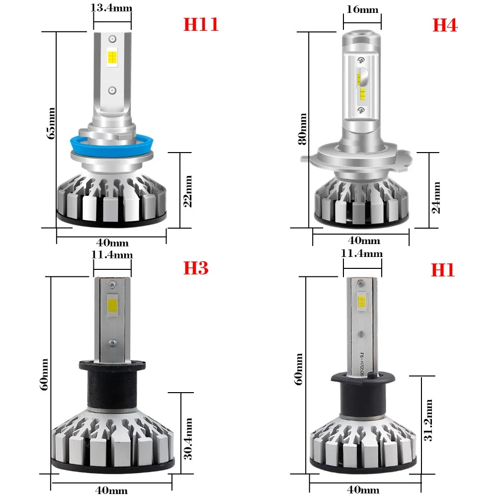

Ultra Small H4 H7 LED Car Headlight Kit 50W 12000LM/Set H1 H11 H8 H9 9005 HB3 9006 HB4 6000K New Upgrade Super Highlight Bulbs