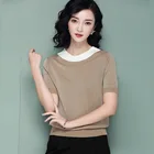 Женская футболка с короткими рукавами, универсальный черный, белый, коричневый