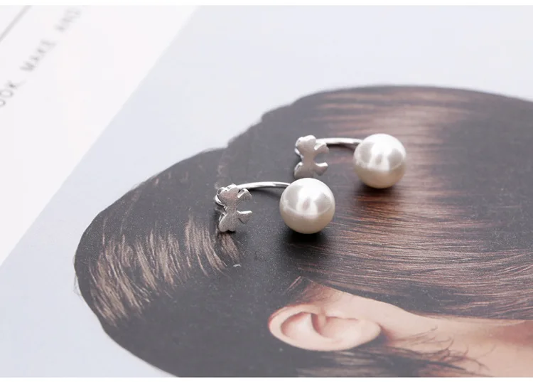 Лук Pearl 100% 925 стерлингов серебряные ювелирные изделия гипоаллергенный серьги для