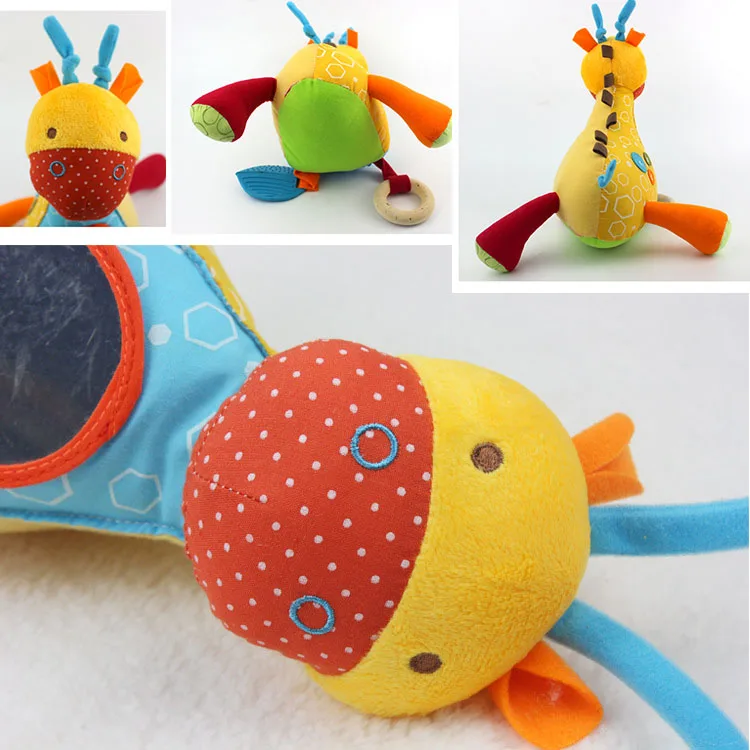 

HOT 20cm Baby Rattles Cute Giraffe sound Cute Animals Infant Baby Crib teether Stroller Toy 0-12 months Plush Bed Play Doll