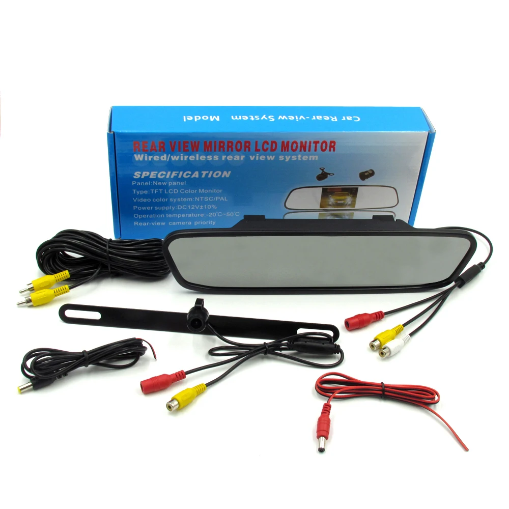 backup camera and rearview mirror LCD monitor kit for car Waterproof Night Vision Rear-view License Plate Car Reverse Rearvie | Автомобили