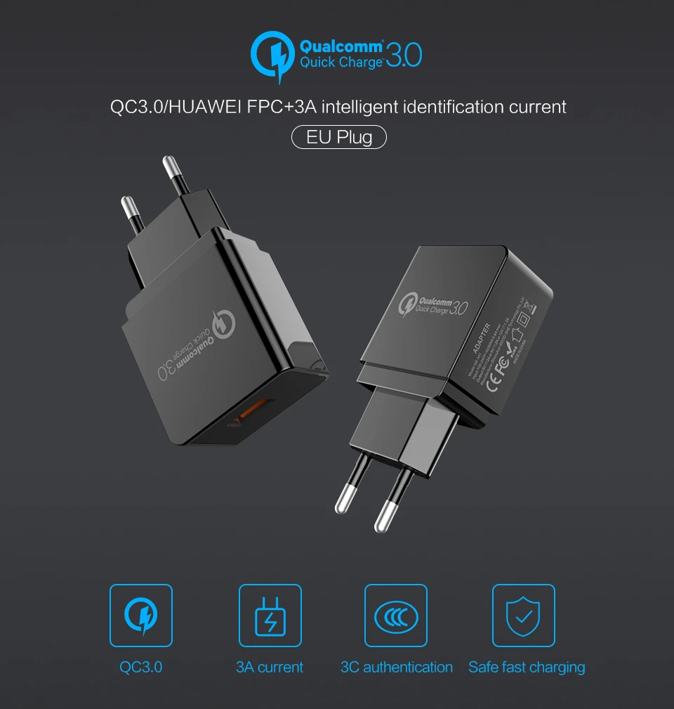 DCAE Быстрая зарядка 3,0 USB быстрое зарядное устройство EU/US QC3.0 USB настенное зарядное устройство адаптер зарядное устройство для телефона s для iphone X 8 Xiaomi samsung huawei