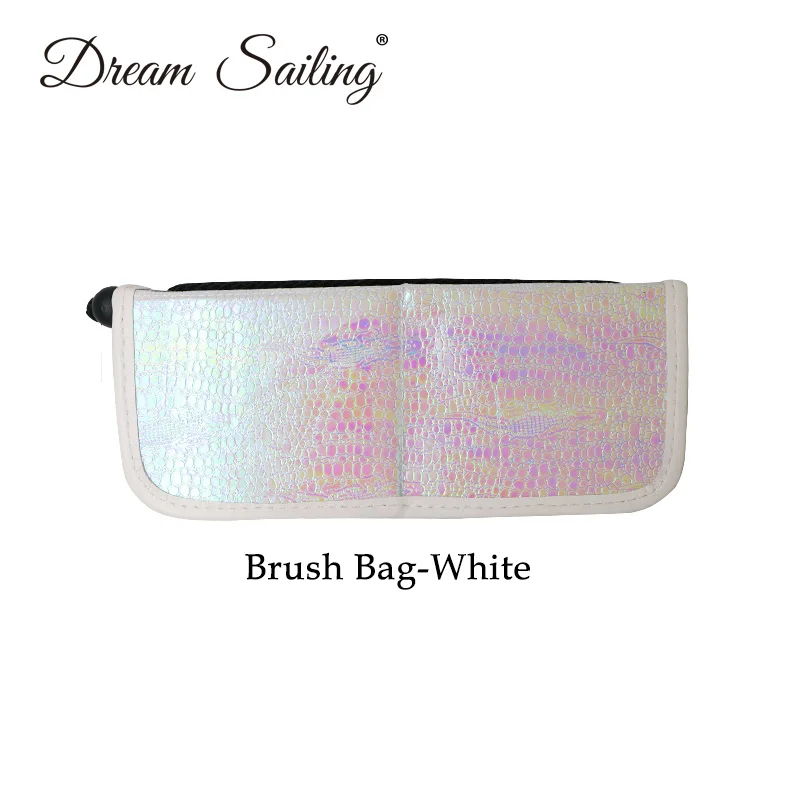 Brush-Bag-White Кисти для макияжа ПУ Русалка сверкающий дизайн косметический макияж кисти сумки ручки держатель кисти Органайзер артефакт макияж инструменты розовый жемчуг Белый - Цвет: Brush-Bag-White