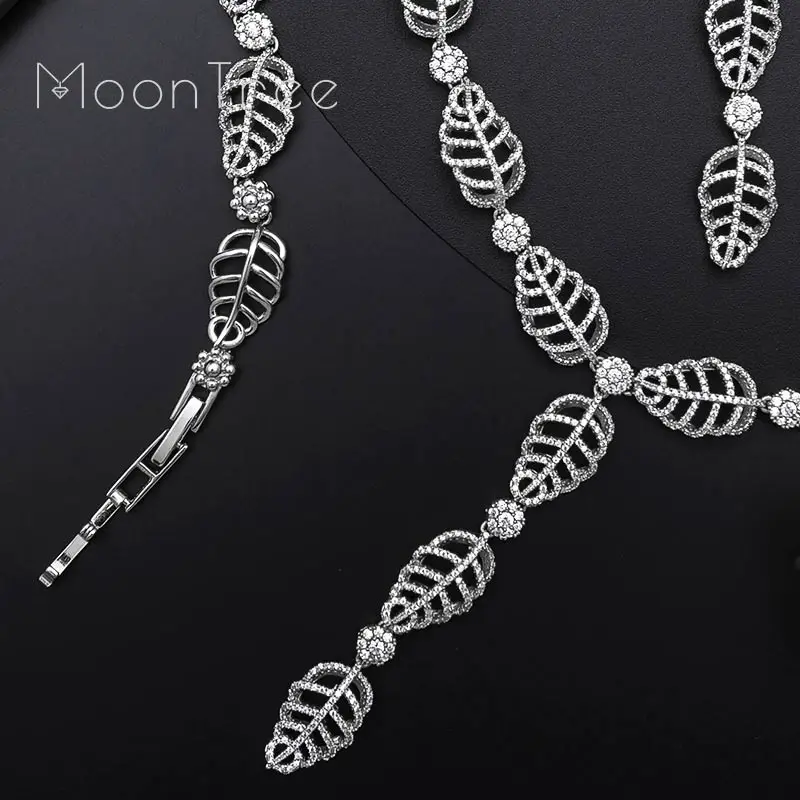 MoonTree роскошный эксклюзивный набор из листьев фианита для свадьбы помолвки
