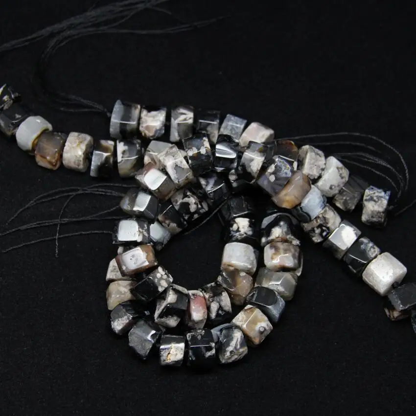 Бусины из агата сакуры черного цвета насыпью полированные бусины с цветком вишни