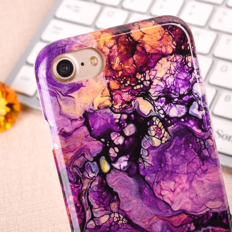 EVANKALX For iPhone 7 8 Case Fashion Full edge Protection Marble Stone Colorful Soft Coque Phone 6 6s Plus |