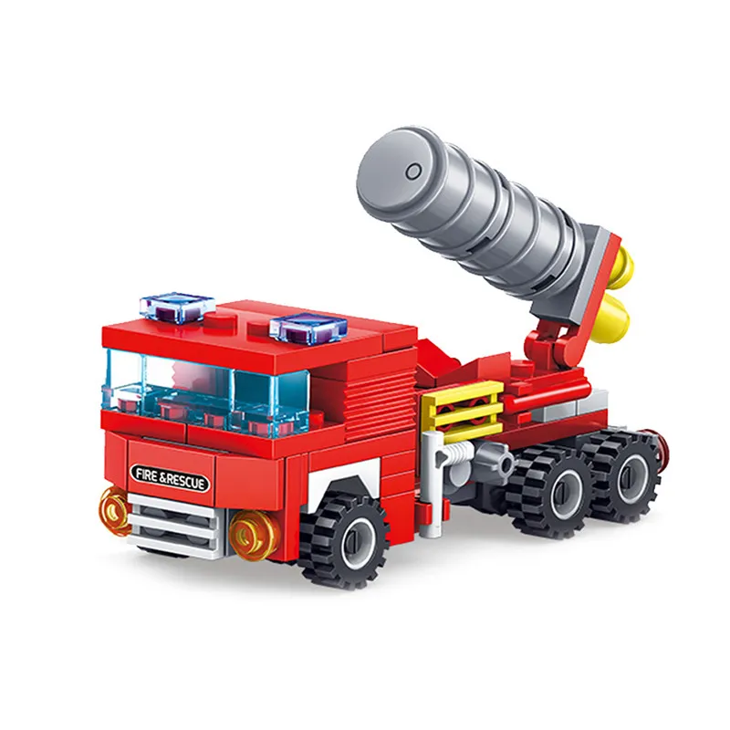 348pcs Fire Fighting 4in1 Trucks Car Helicopter Boat Building Blocks Compatible Legoing City Firefighter Figures Children Toys | Игрушки и