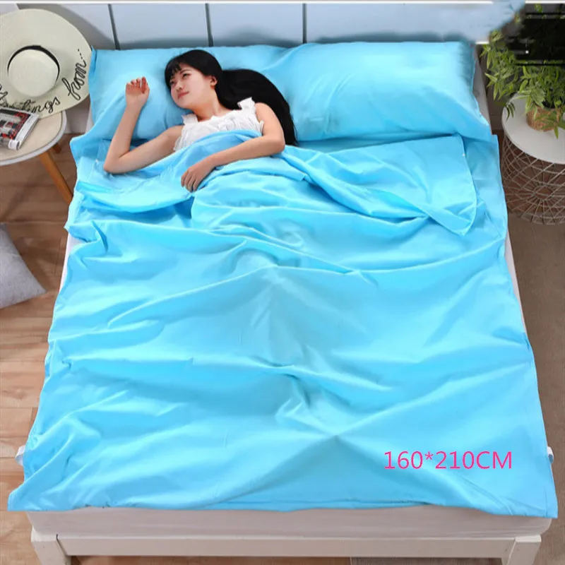 sky blue FEWIYONI Сверхлегкий Открытый спальный мешок 200*210 см походный альпинистский мешок вкладыш портативный складной дорожный мешок 3 цвета - Цвет: sky blue