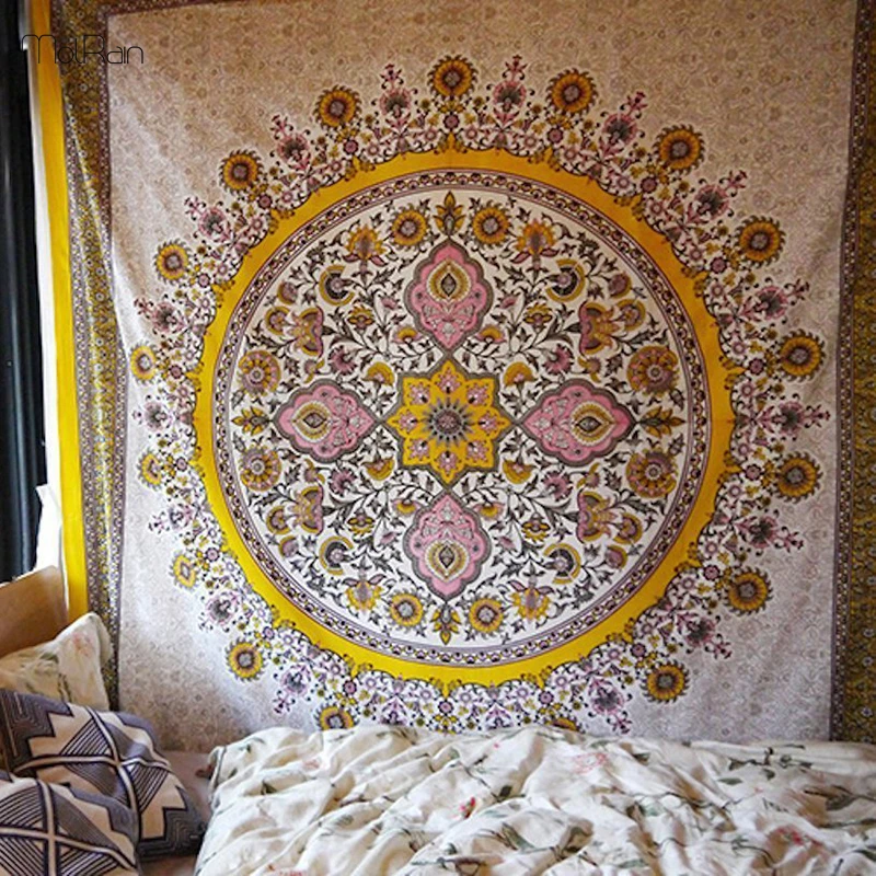 Гобелен настенный в богемном стиле с мандалой подвесные гобелены для спальни