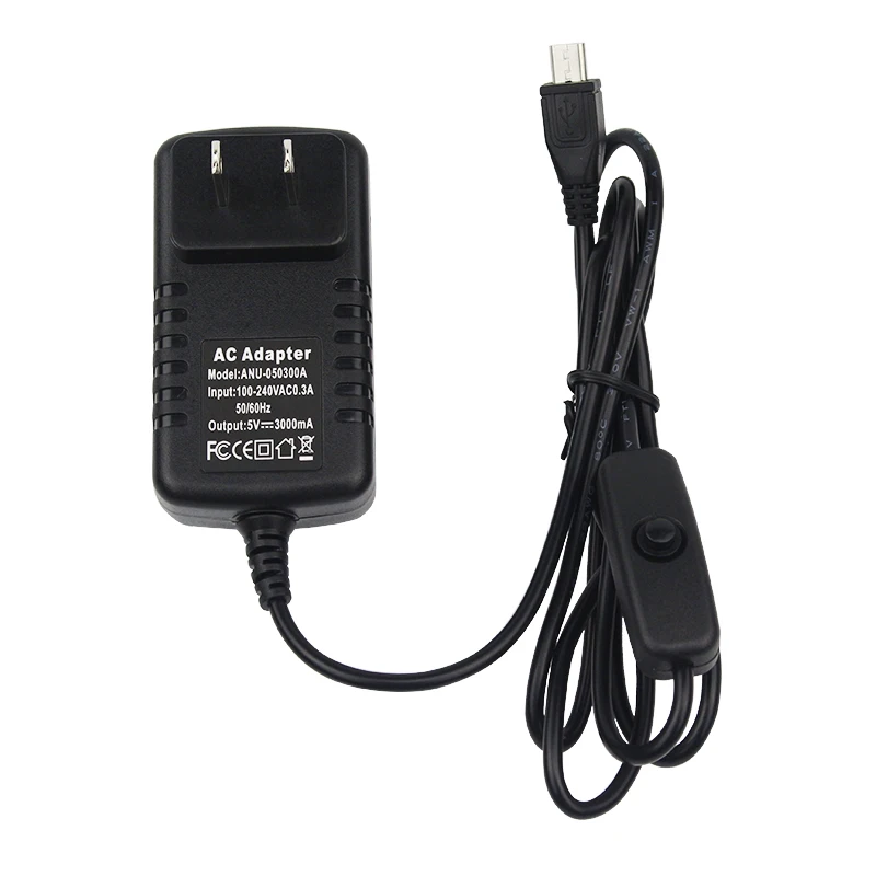 5 в 3 А для Raspberry Pi B + блок питания Micro USB адаптер переменного тока с переключателем