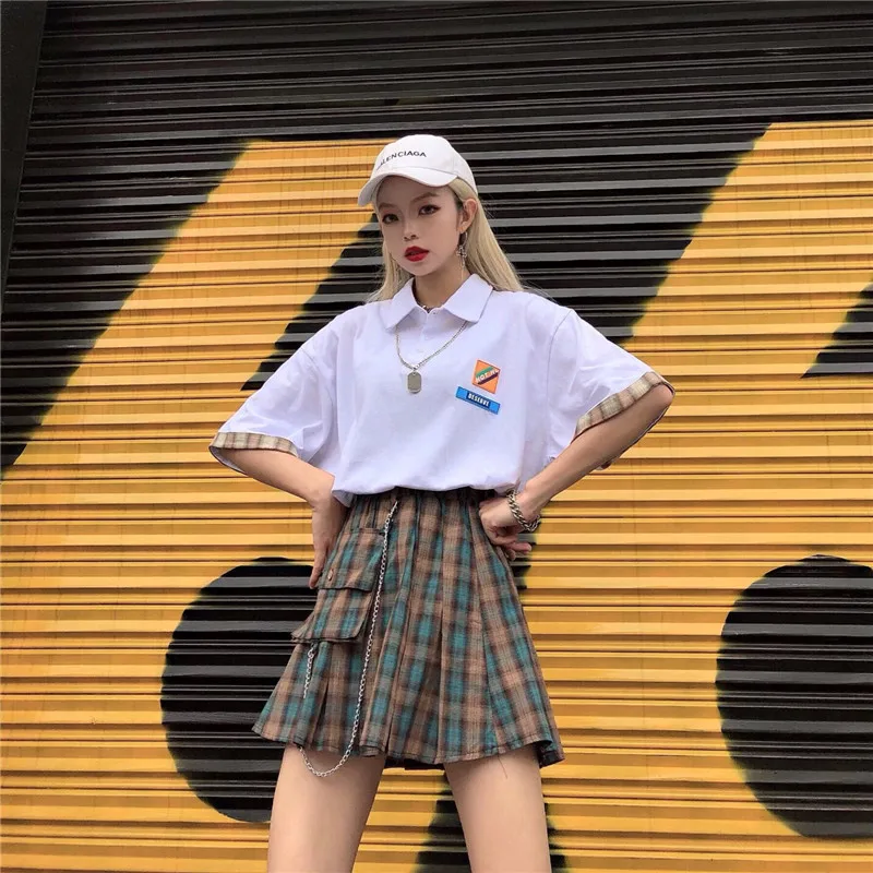 Harajuku женские модные юбки Милая клетчатая плиссированная юбка в стиле панк Высокая талия короткая женская юбка весна лето юбки в готическом стиле
