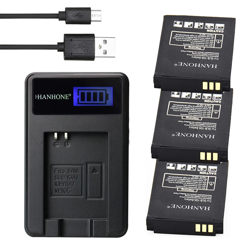 3 шт. 1900 мАч SLB 10A/10B VH105 + USB LCD зарядное устройство для Samsung EX2F WB150F WB250F WB350F WB750 WB800F WB500