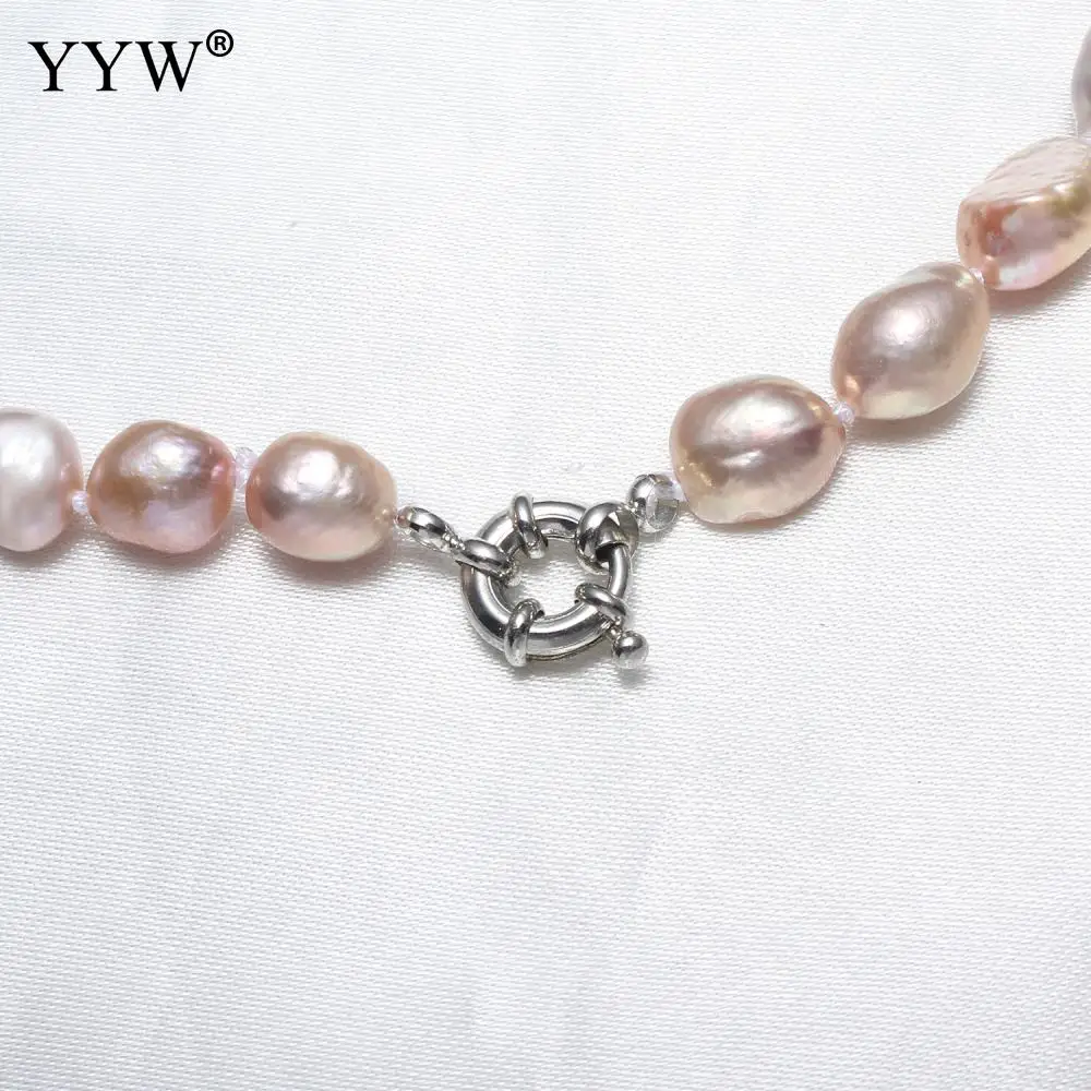 100% натуральный розовый пресноводный жемчуг латунное ожерелье Свадебная