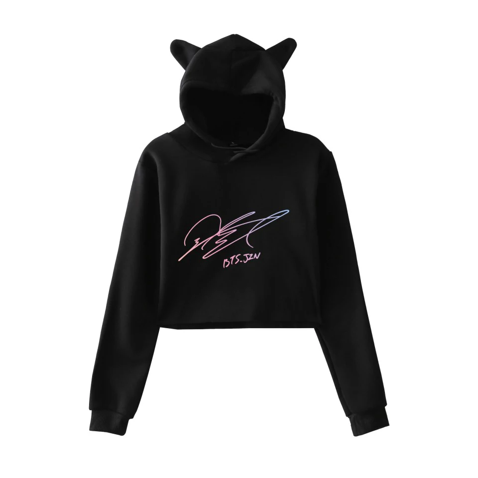Лидер продаж короткий кошачий Топ JIMIN Love Yourself модная толстовка с капюшоном SUGA Print