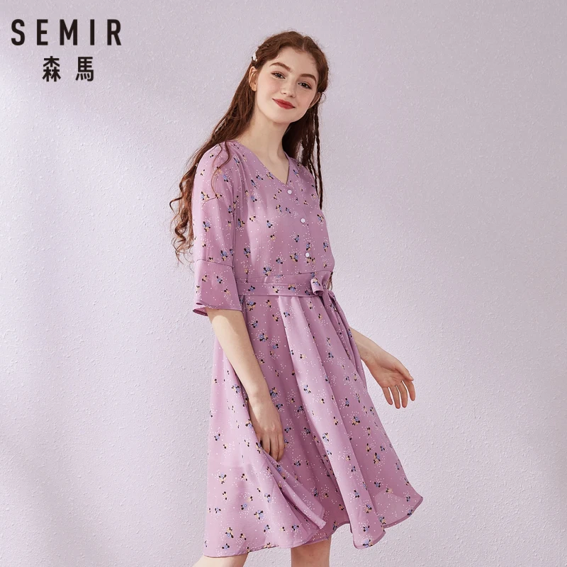 SEMIR с v образным вырезом платье для женщин 2019 Новые летние длинным рукавом