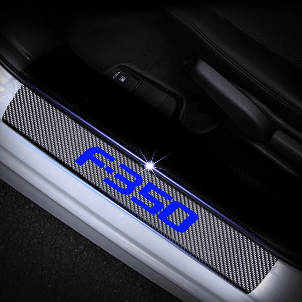 

Car Door Sill Welcome Pedal Decoration Stickers For Ford F-350 F350 Car Door Sill Protector 4D Carbon Fiber Vinyl Sticker 4Pcs