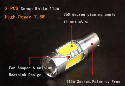 Ксенон Белый 1156 BA15S P21W COB 7 5 W RV обратный светодиодный туман светильник тормоза