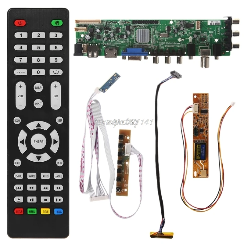 V56 V59 Универсальный ЖК-драйвер платы DVB-T2 ТВ доска + 7 клавишный переключатель IR 1