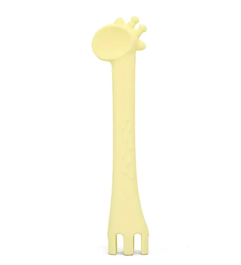 yellow spoon Cute Cartoon Animals Duck Silicone Feeding Food Anti-slip Plate Tray Dishes Food Holder for Baby Toddler Kid Children Bowl - Цвет: yellow spoon