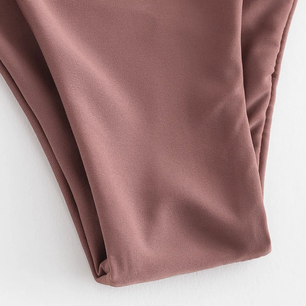 ZAFUL бикини со шнуровкой бандо комплект без бретелек сплошной купальник косточек