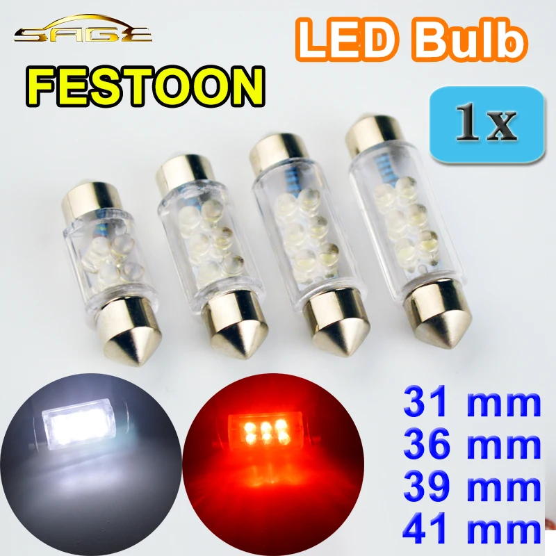 Flytop 1 x C5W 31 мм 36 39 41 гирлянда Светодиодная лампа 12 В прозрачное стекло авто для
