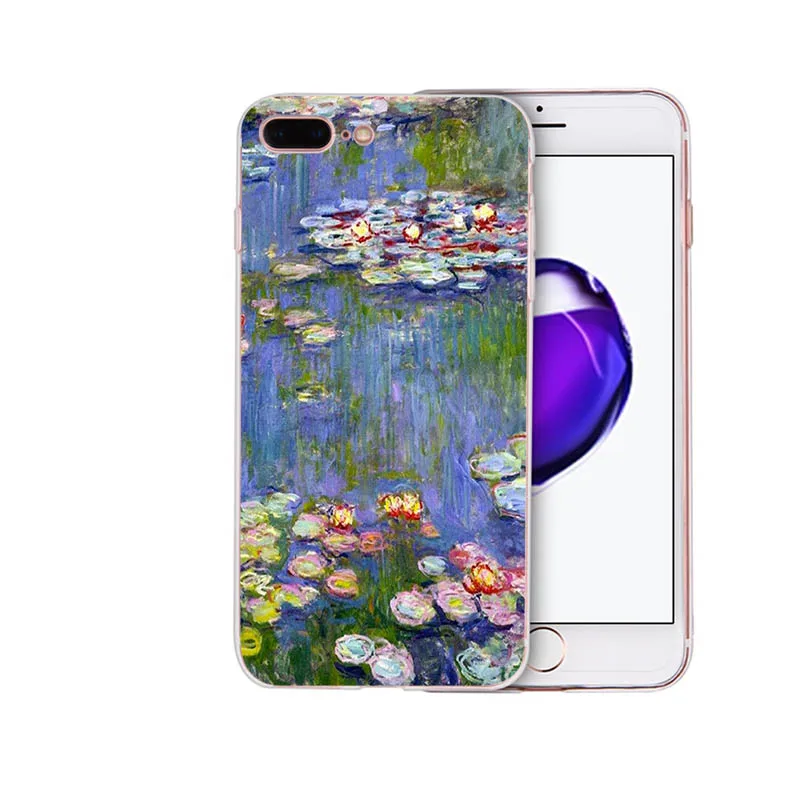 Мягкий чехол IMIDO Monet с рисунком водных лилий для телефона Iphone 5 5S SE 6 6S 6plus 6splus 7 8 7PLUS