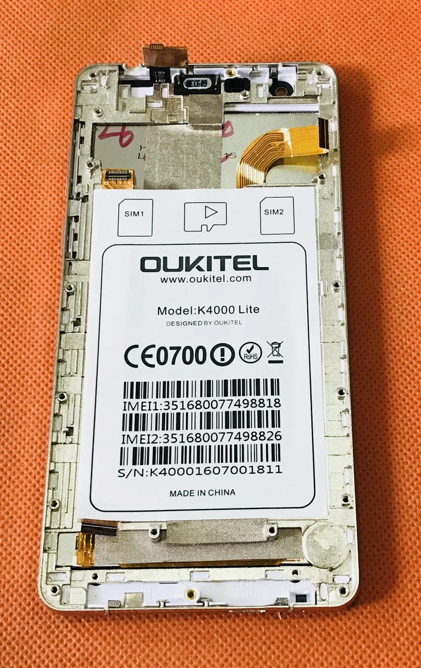 Б/у Оригинальный ЖК экран + сенсорный рамка для OUKITEL K4000 Lite MTK6735 четырехъядерный
