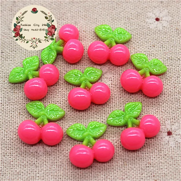 hot pink 30pcs 30 шт каваи Фрукты Вишня смолы миниатюрные продукты питания художественная поставка плоский с оборота Кабошон DIY Хай Лук Центр Скрапбукинг, 17*17 мм - Цвет: hot pink 30pcs