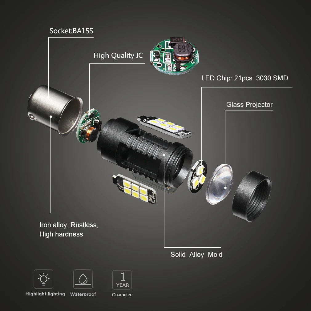 Светильник ные лампы BA15S P21W PY21W BAY15D 1156 P21/5 Вт R5W 21 SMD 1157 2 шт. 12 в-24 в | Автомобили и