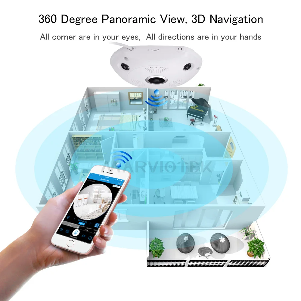 Беспроводная 360 градусов панорамная камера рыбий глаз 5MP IP WIFI домашняя охранная