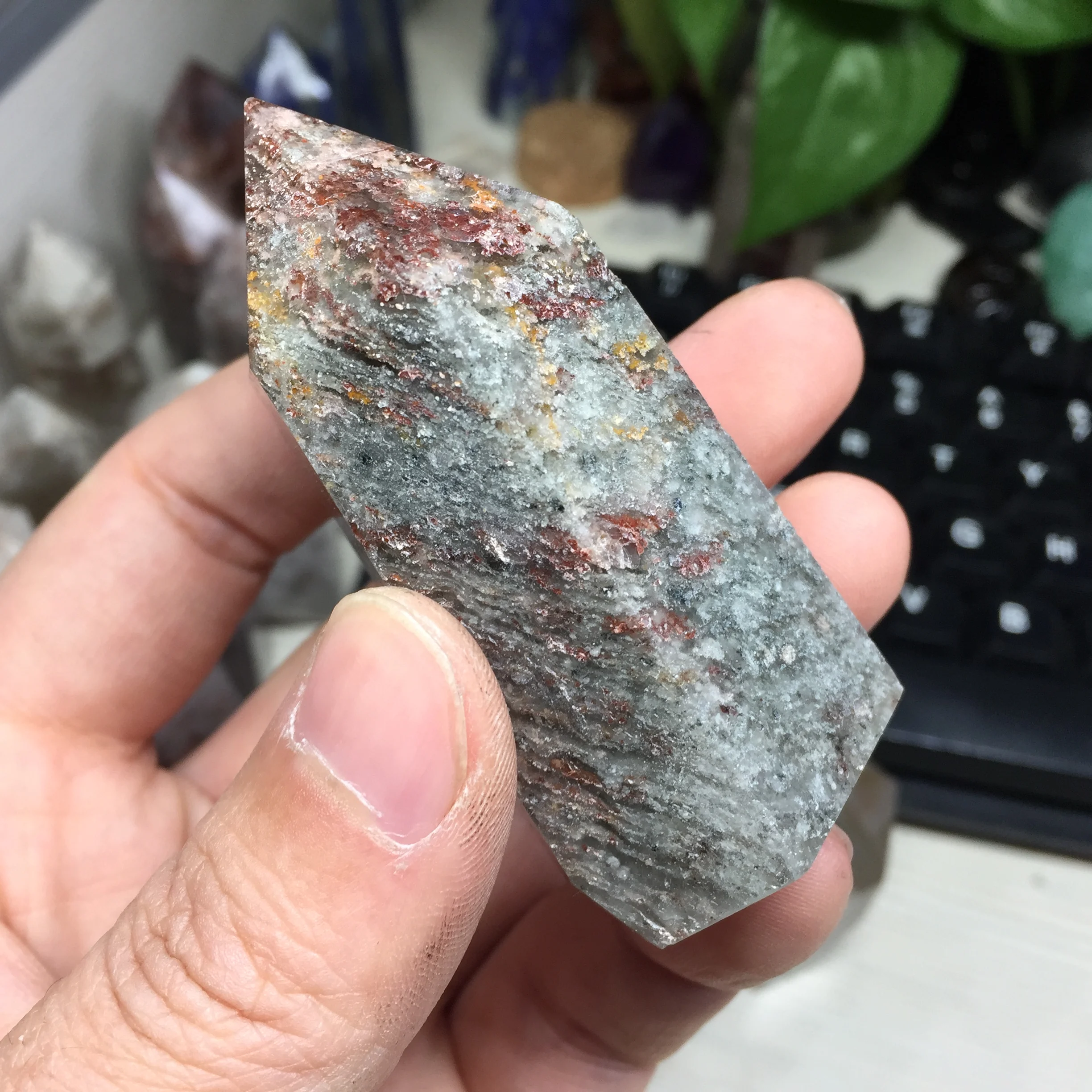 102 г натуральный исцеляющий Phantom Quartz Crystal Wand Clear Hierarchy Details Decoration Stone # BH1189|Камни| |