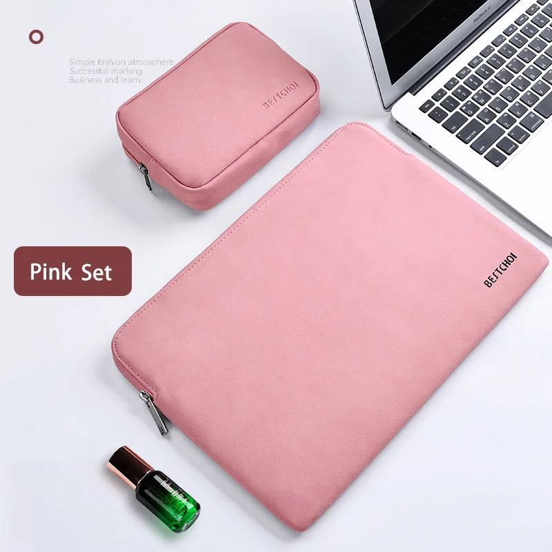Pink Set Одноцветная сумка для ноутбука huawei Matebook 13 дюймов, чехол для ноутбука 14,1, сумка для компьютера Magicbook 14, водонепроницаемая Женская и мужская сумка - Цвет: Pink Set