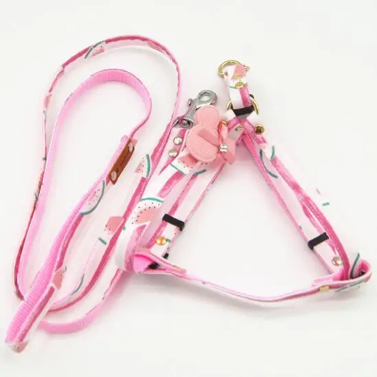 Розовая полосатая Одежда для питомцев платье щенка ошейник поводок маленьких и