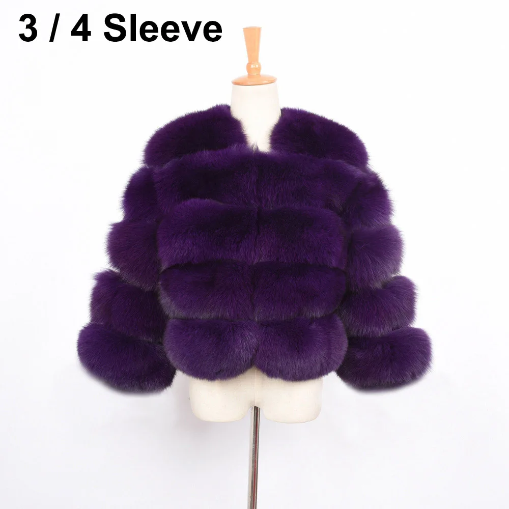 Purple Crop Женская Шуба с длинным рукавом из натурального меха, шуба из натурального толстого лисьего меха, зимняя теплая куртка высокого качества Saga, новинка, S1797 - Цвет: Purple Crop