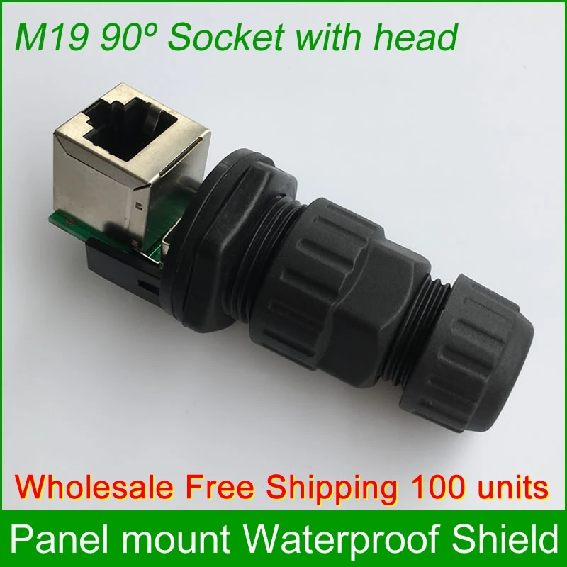 Verkaufen Kostenloser Versand Großhandel 100 Einheiten RJ45 Panel Mount Wasserdichte 90 Grad Verbinder Gemeinsamen Outdoor AP Buchse Gigabit Gerade Kopf