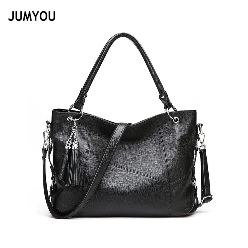 Genuine Leather Handbags For Women Fashion Simple Soft Tote Bags Black Solid Female Real Crossbody Bag Lady | Багаж и сумки