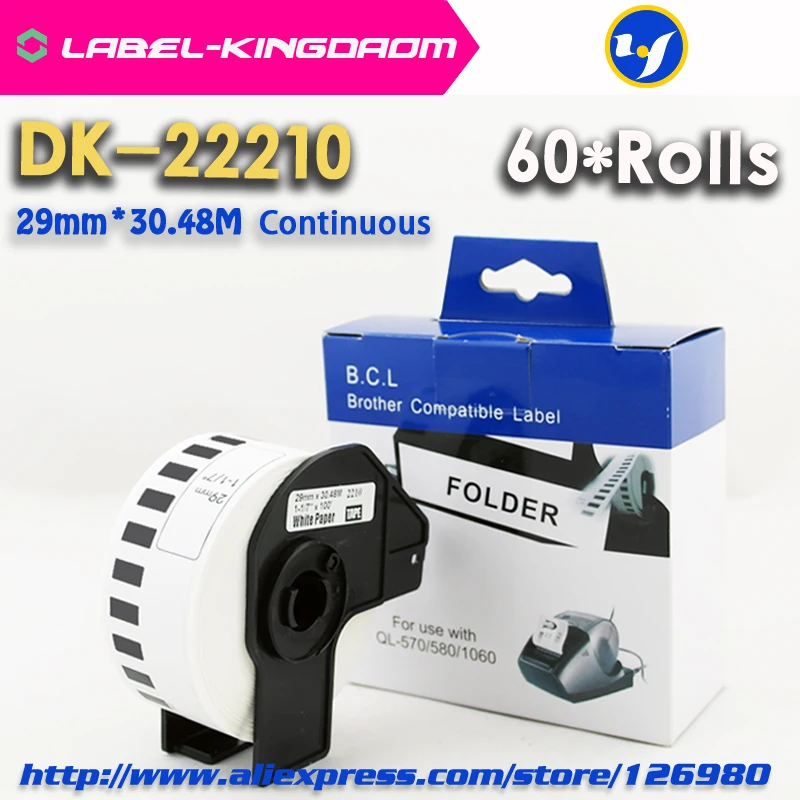 60 рулонов Brother совместимый DK 22210 этикетка 29 мм * 30 48 м непрерывный для принтера QL