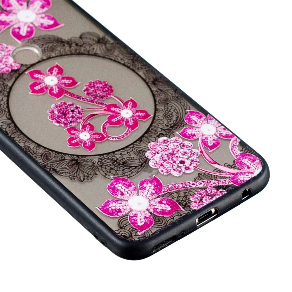 Phone case for Huawei Honor 7C (5.99&quot) /Enjoy 8 Hard PC+ TPU Bumper cover (1 Case+ 2pcs Tempered glass) 3D Plum blossom pattern |