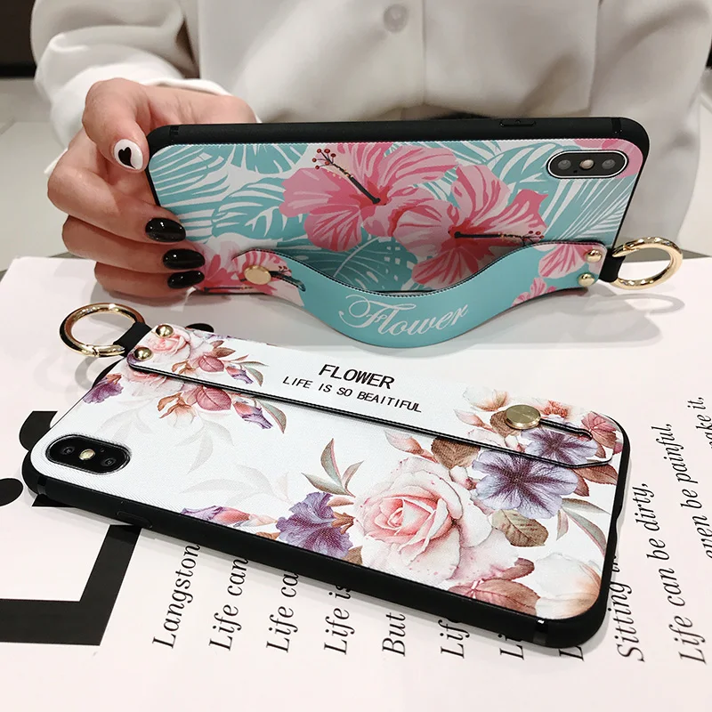 Чехол с ремешком на запястье для iphone 11 12 Pro Max SE X XS XR 6 6S 7 8 plus 12mini кольцо подставка