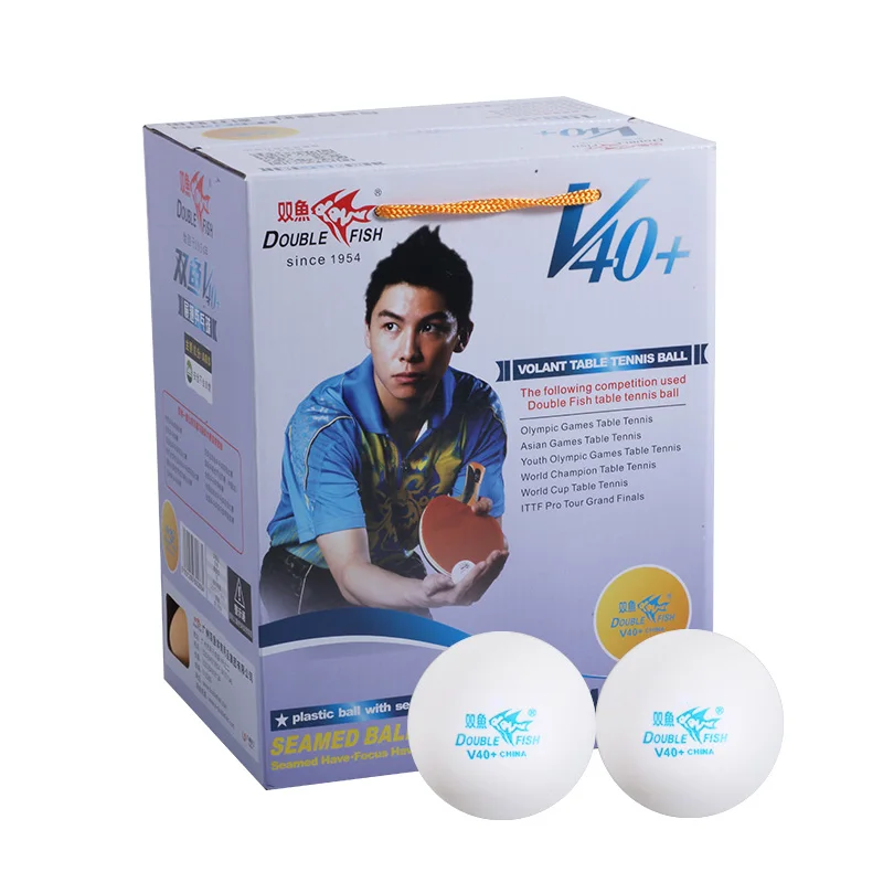 Мяч для настольного тенниса Double Fish white V40 + тренировочный мяч пинг понга из