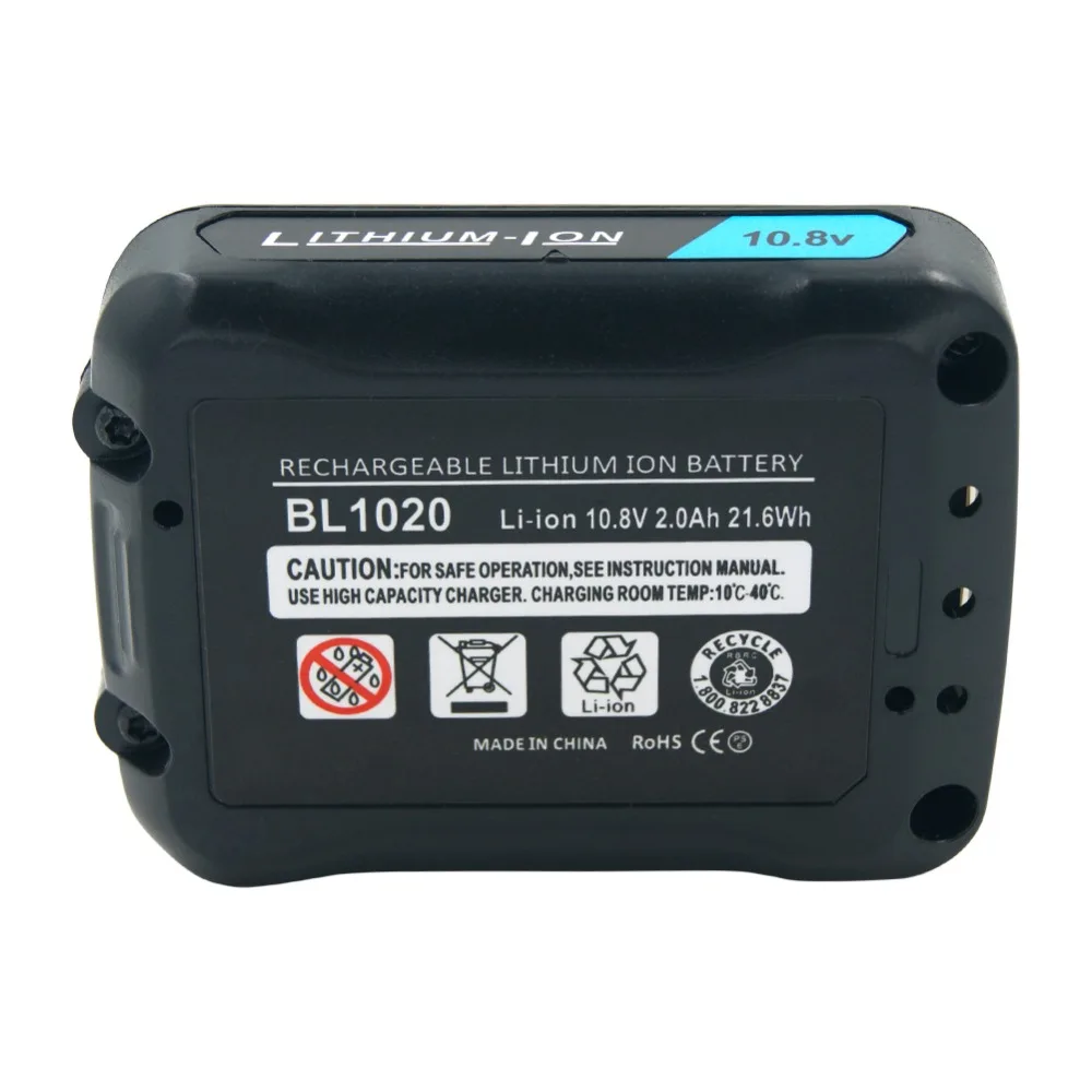 Аккумуляторная батарея BL1020 10 8 В 2.0Ah Li Ion для Makita BL1040 BL1015 BL1041 DF031DZ DF332DZ TL064DZ TD110DZ