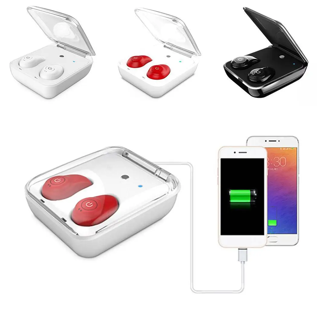 Portable Bluetooth 4.2 Wireless Mini Binaural Sports Headset with Charging Compartment | Электроника