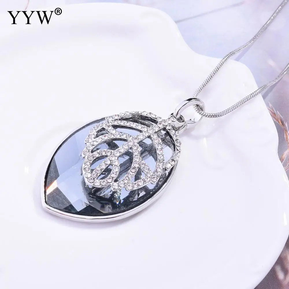 YYW 2019 New Fashion Sweater Chain Necklace With Crystal 25.6-Inch Ladies Jewelry Gift Leaf Silver-Plated Snake | Украшения и